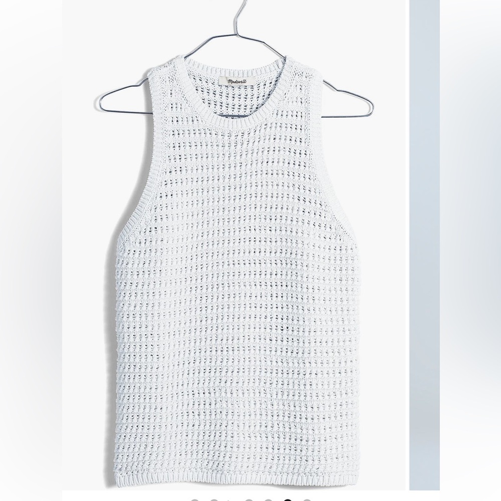 Madewell NEW Open stitchcrewneck cotton sweater tank - Picture 5 of 8